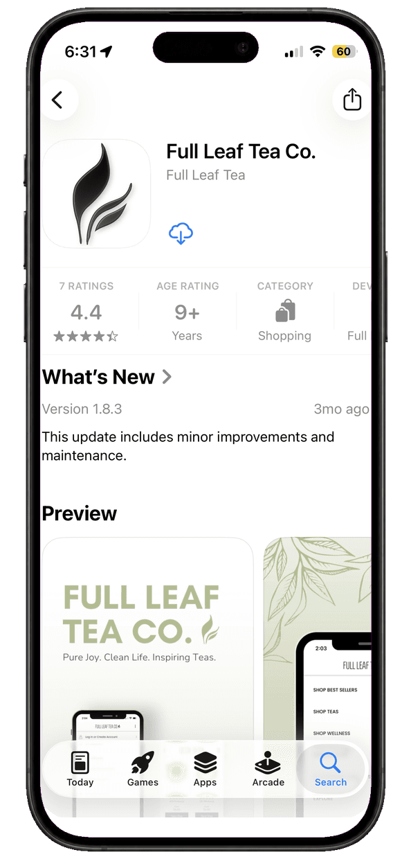 Portrait screenshot of Full Leaf App