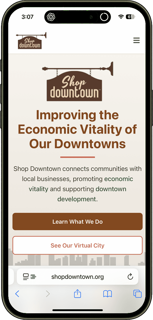 Screenshot of Shop Downtown website