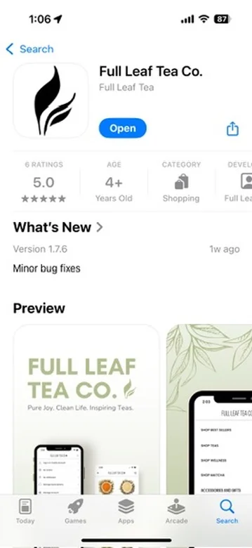 Portrait screenshot of Full Leaf App
